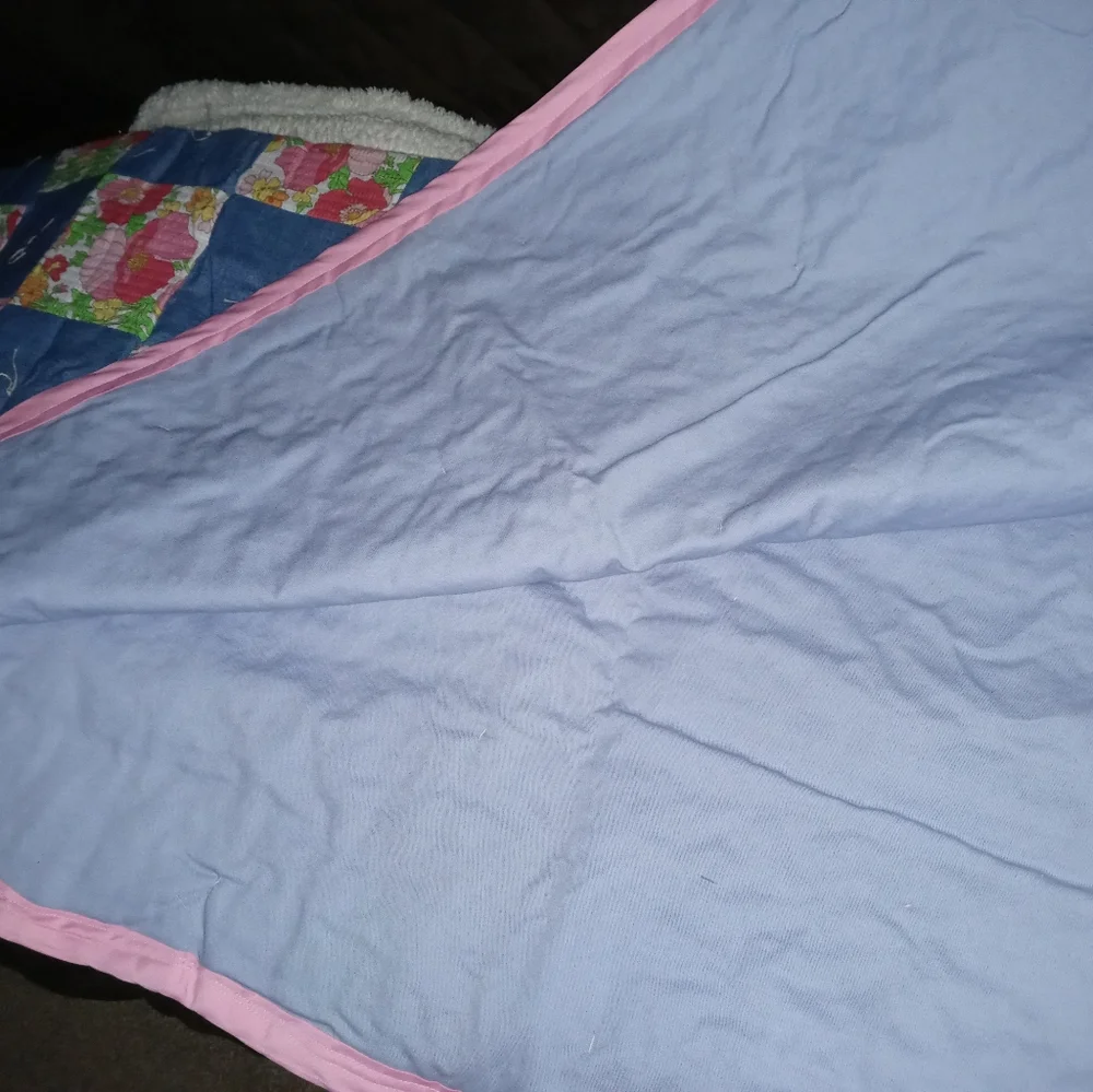 Seersucker and Denim hand made Quilt